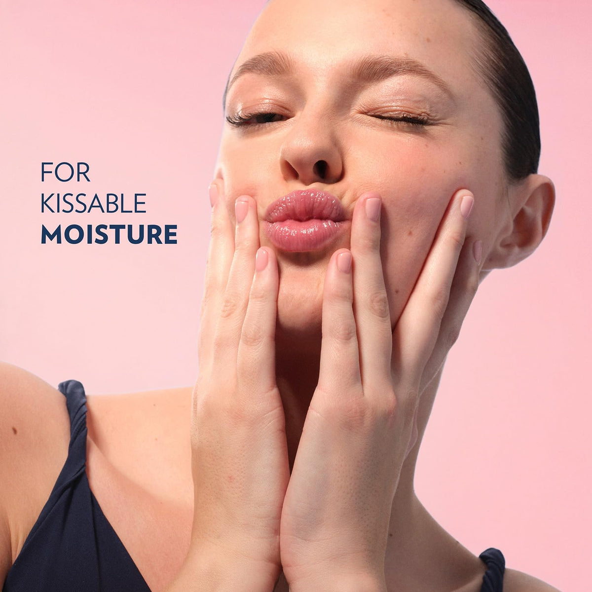 Application of Vaseline Rosy Lips on lips demonstrating subtle tint and softness