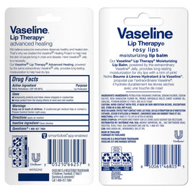 Vaseline Rosy Lips tube close-up highlighting gentle pink tint and hydration