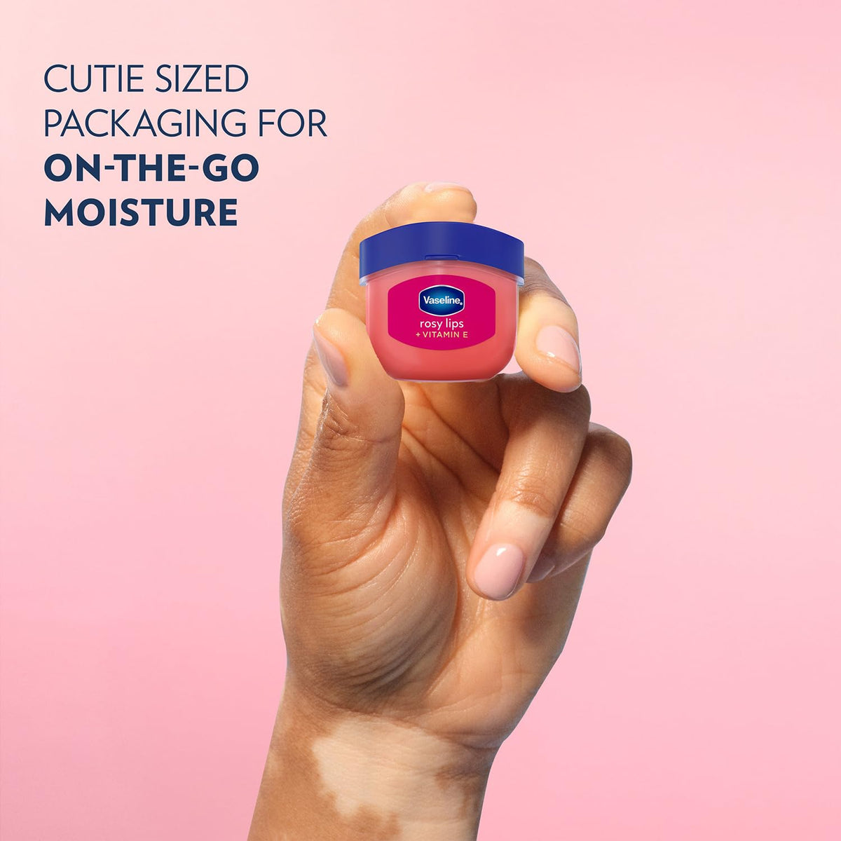 Vaseline rosy lips fingertip application giving instant softening to lips