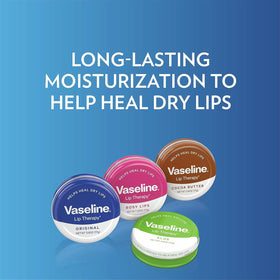 Vaseline rosy lips in hand showing compact size and portability