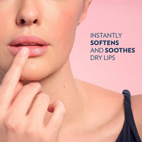 Close-up of Vaseline Rosy Lips lid label highlighting brand and simple formula