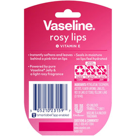 Vaseline Rosy Lips open jar close-up showing silky texture and moisturize benefit