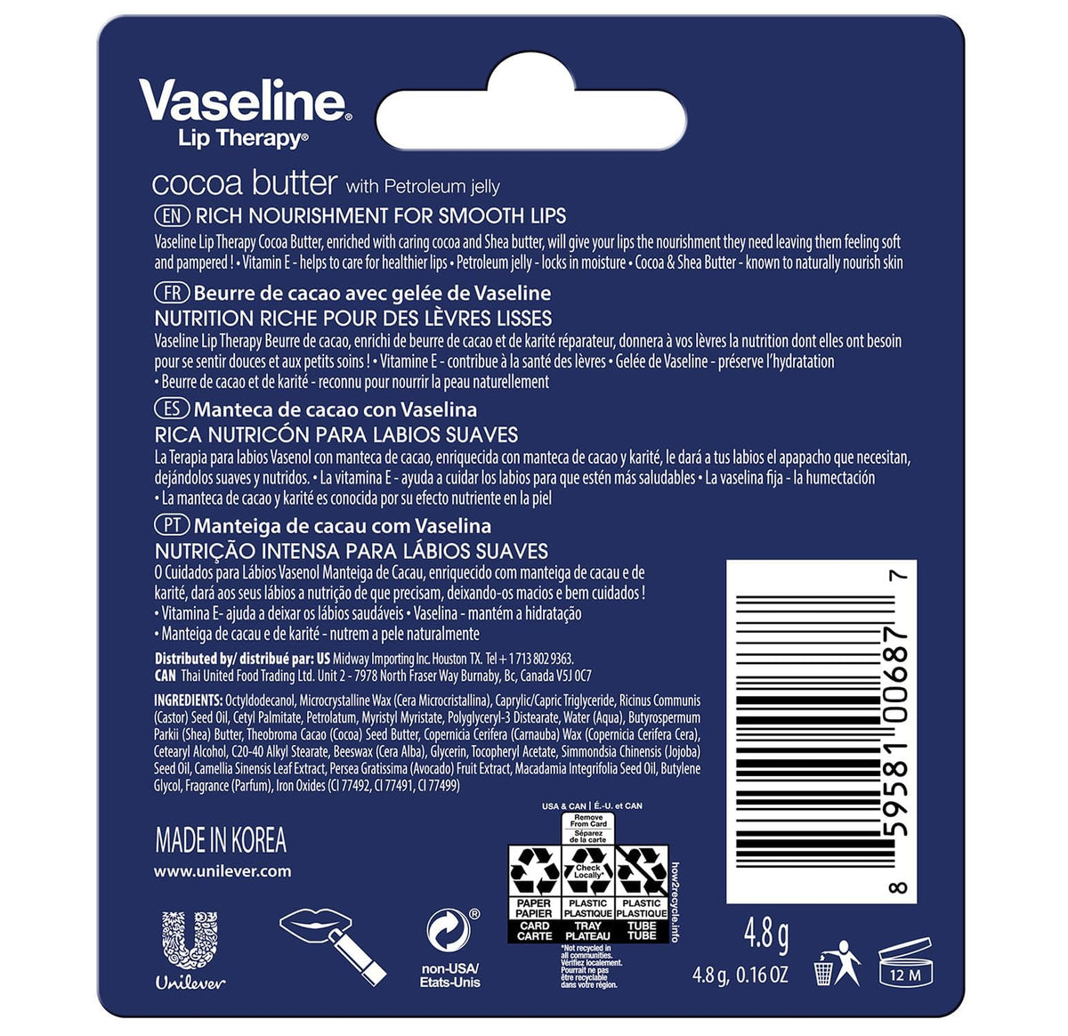 Vaseline single stick uncapped close-up showing smooth texture and easy glide