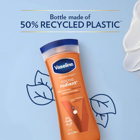 Vaseline bottle beside a hand for size comparison and travel convenience benefit