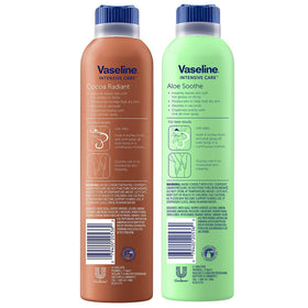 Vaseline spray close-up showing fine microdroplets, delivers fast-absorbing moisture