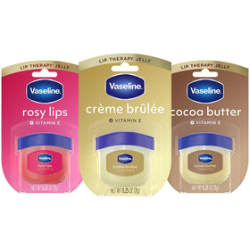 Vaseline three-pack front view showing all three mini jars for versatile hydration