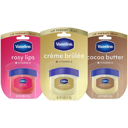 Vaseline three-pack front view showing all three mini jars for versatile hydration