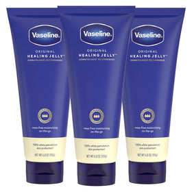 Vaseline tube front packaging showing size and three-pack convenience
