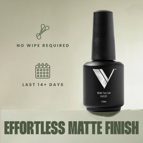 V Beauty Pure applied on manicured nails demonstrating durable matte look