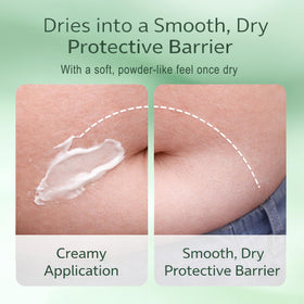 vbolre model applying cream under breast for friction reduction