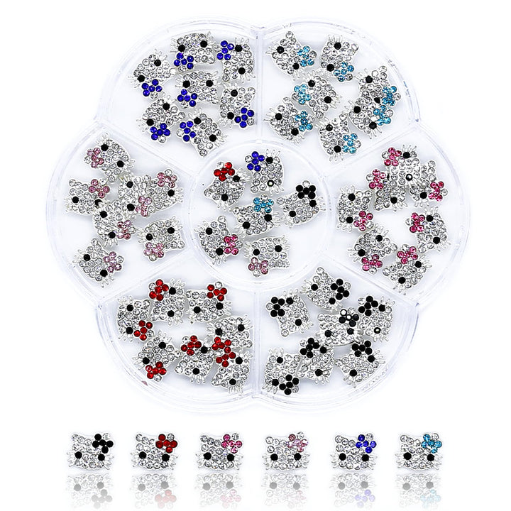 vceow front packaging showing 48 cat nail charms and organizer box benefit easy storage