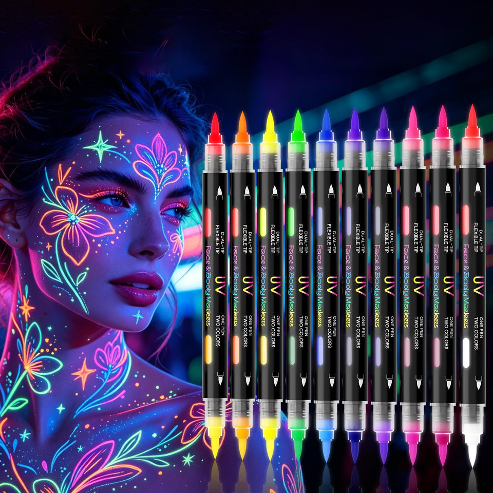Vcexxxxy front packaging showing the 10 dual-tip neon pens and benefits