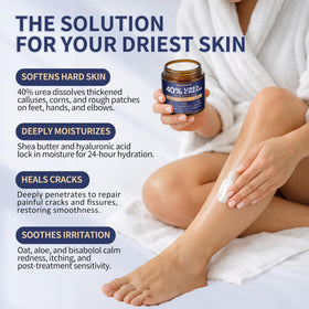 Veakoo being applied to heel to soften calluses and hydrate