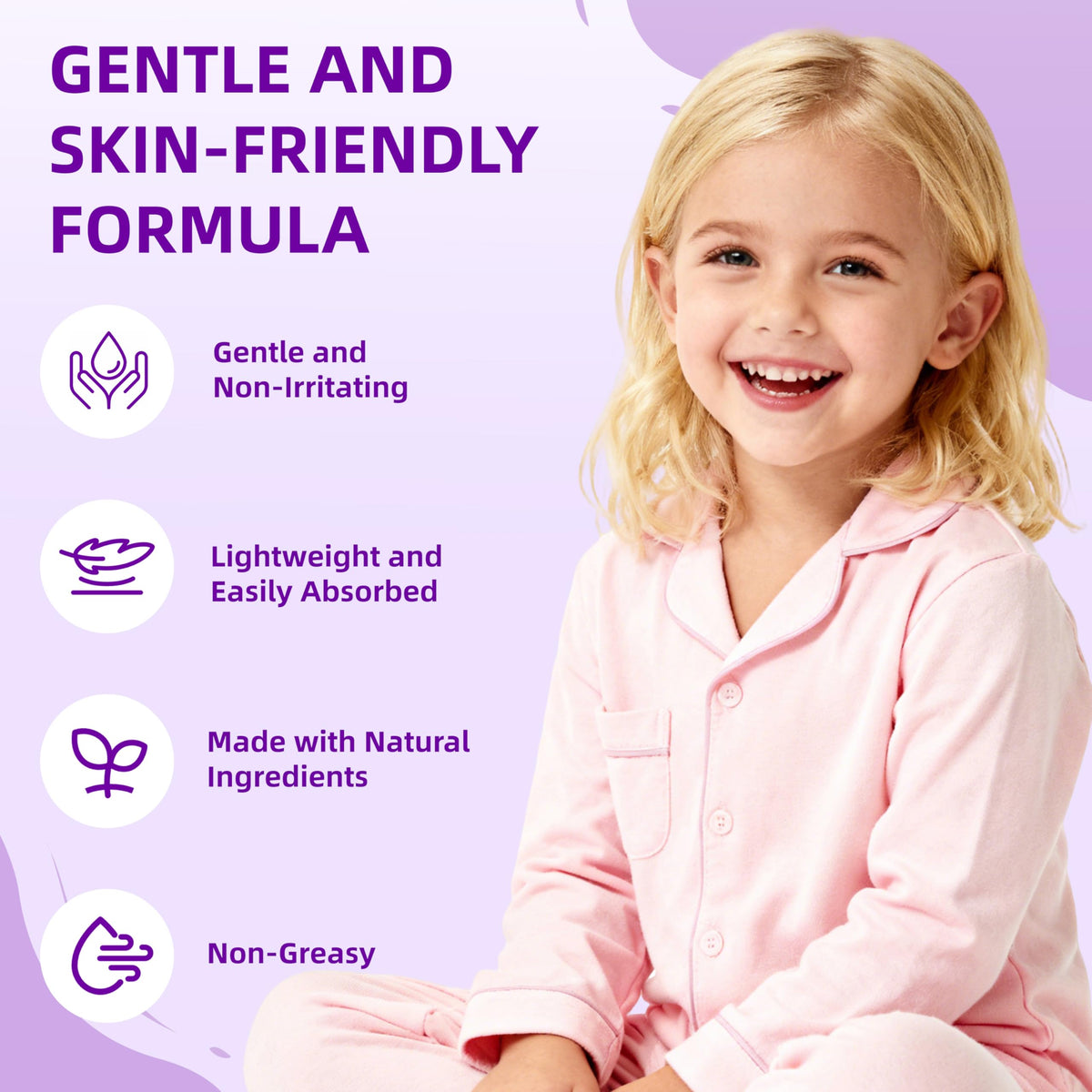 veakson lotion applied to child forearm demonstrating gentle skin hydration