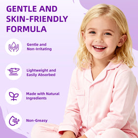 veakson lotion applied to child forearm demonstrating gentle skin hydration