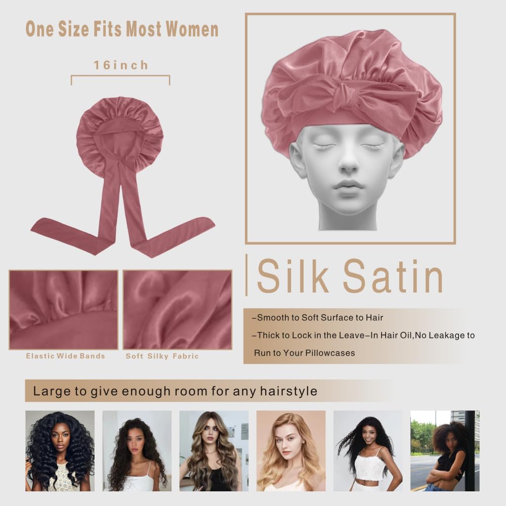 VECIIR bonnet with braided hair inside illustrating secure fit for braids