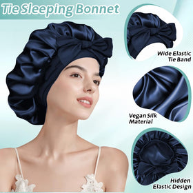 VECIIR bonnet holding braids to show protection against tangles and frizz