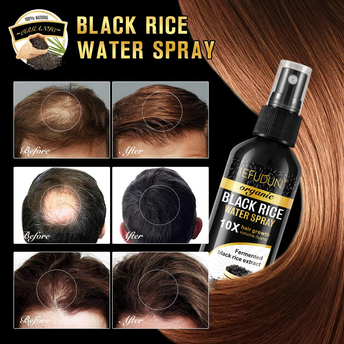 Vedora being sprayed on scalp demonstrating targeted application benefit