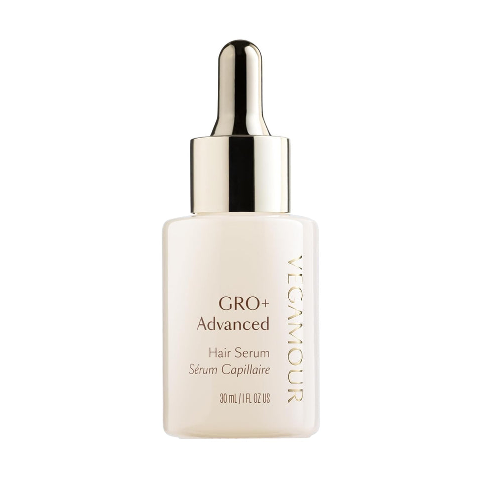 VEGAMOUR front packaging showing GRO+ serum kit and benefits