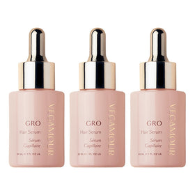 VEGAMOUR GRO front packaging showing three bottles and product name benefits