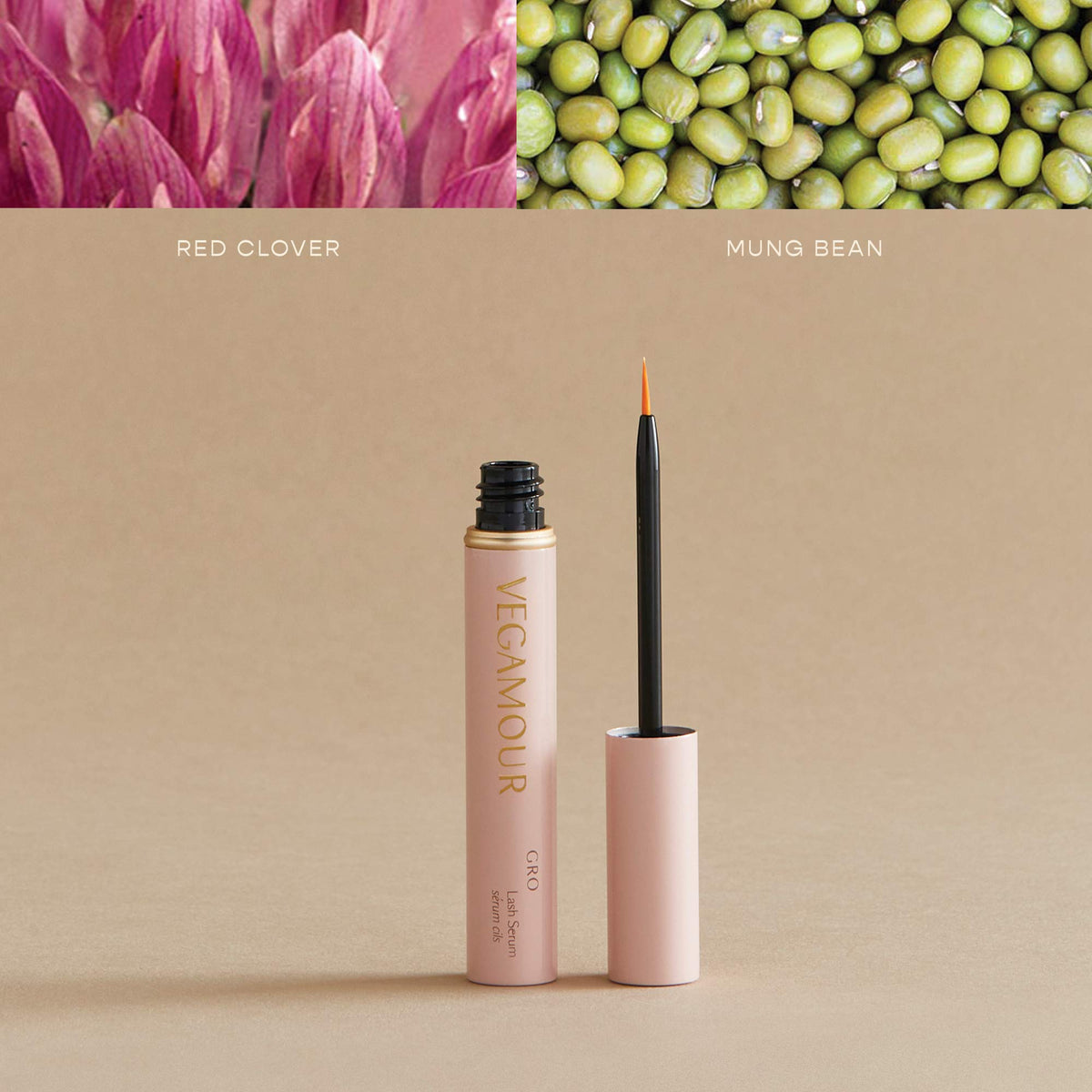 VEGAMOUR GRO Lash Serum applicator wand close-up for precise application