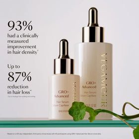 VEGAMOUR applying GRO+ serum to scalp demonstrates targeted daily use benefit
