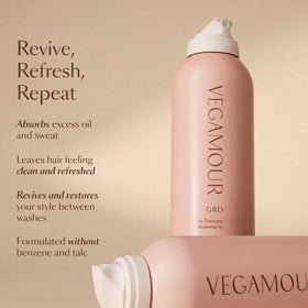 VEGAMOUR bottle in hand for size comparison and portability