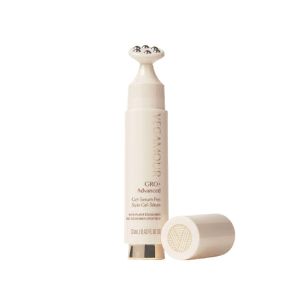 VEGAMOUR front packaging showing GRO+ pen and clean design benefit clarity