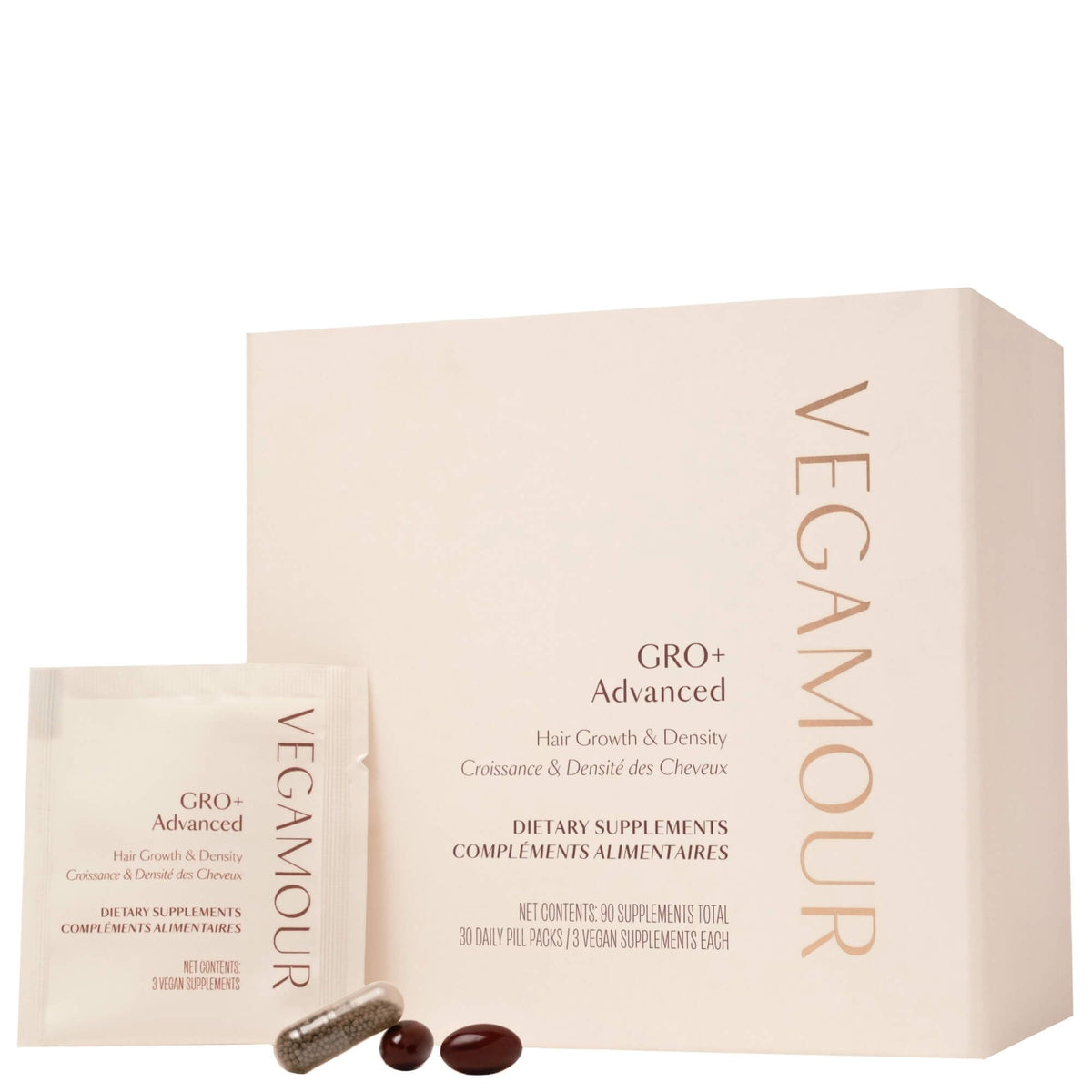 VEGAMOUR front packaging showing daily 30-pack benefit