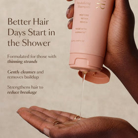 VEGAMOUR bottle held in hand for scale showing compact 8 fl oz size benefit
