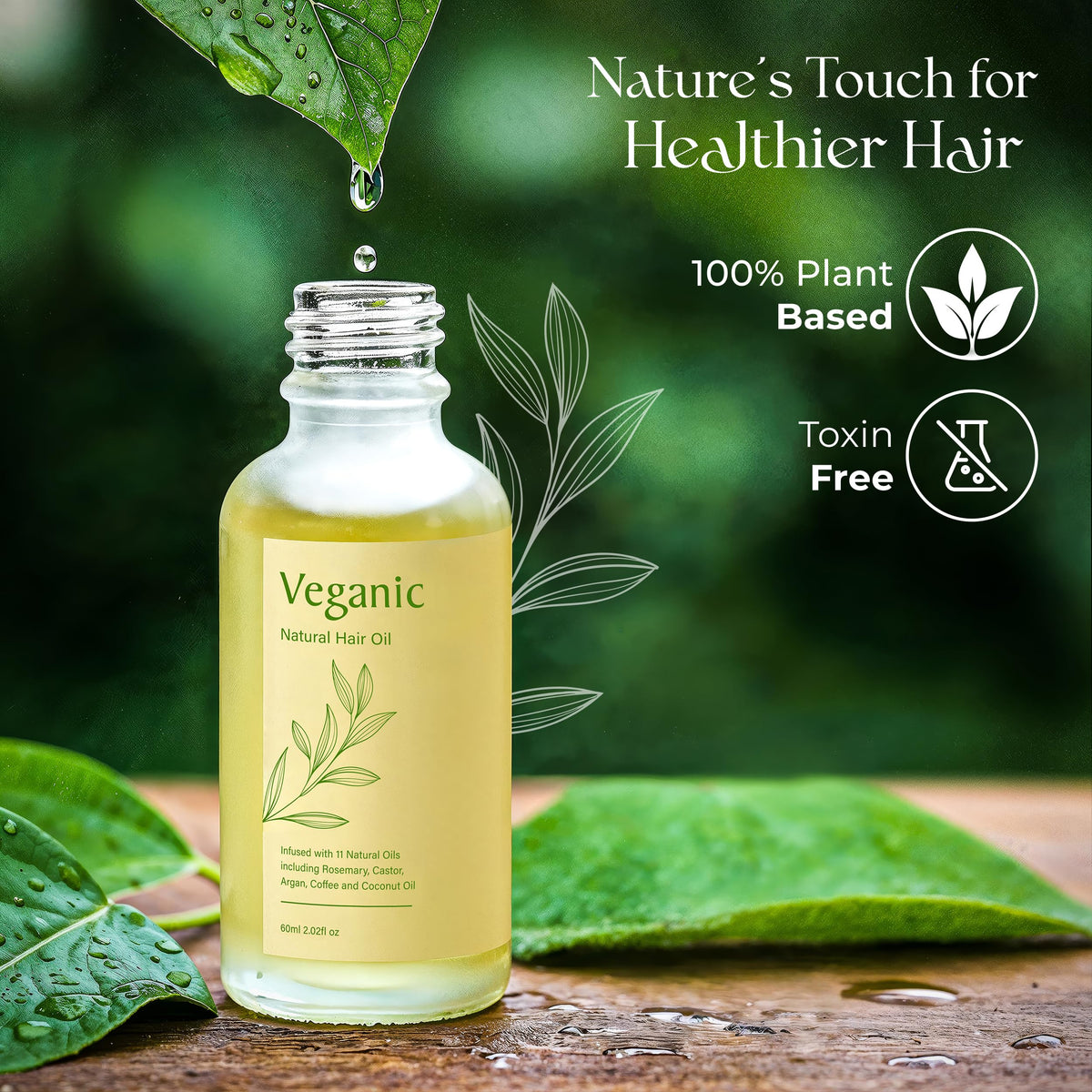 Veganic before and after scale comparison showing fuller-looking hair and visible volume