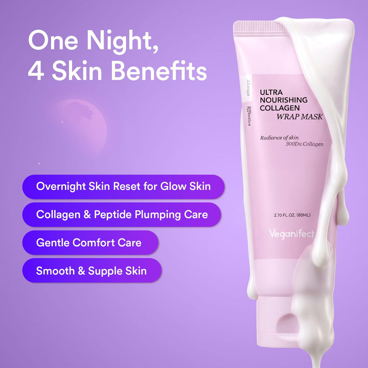 VEGANIFECT transparent film on skin after drying, longlasting contact benefit