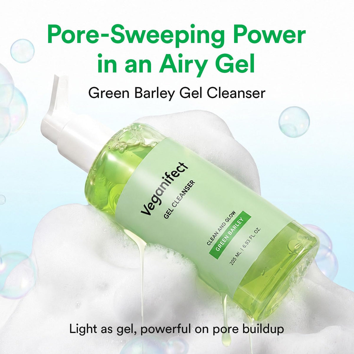 VEGANIFECT gel texture close-up showing smooth hydrating formula for softness