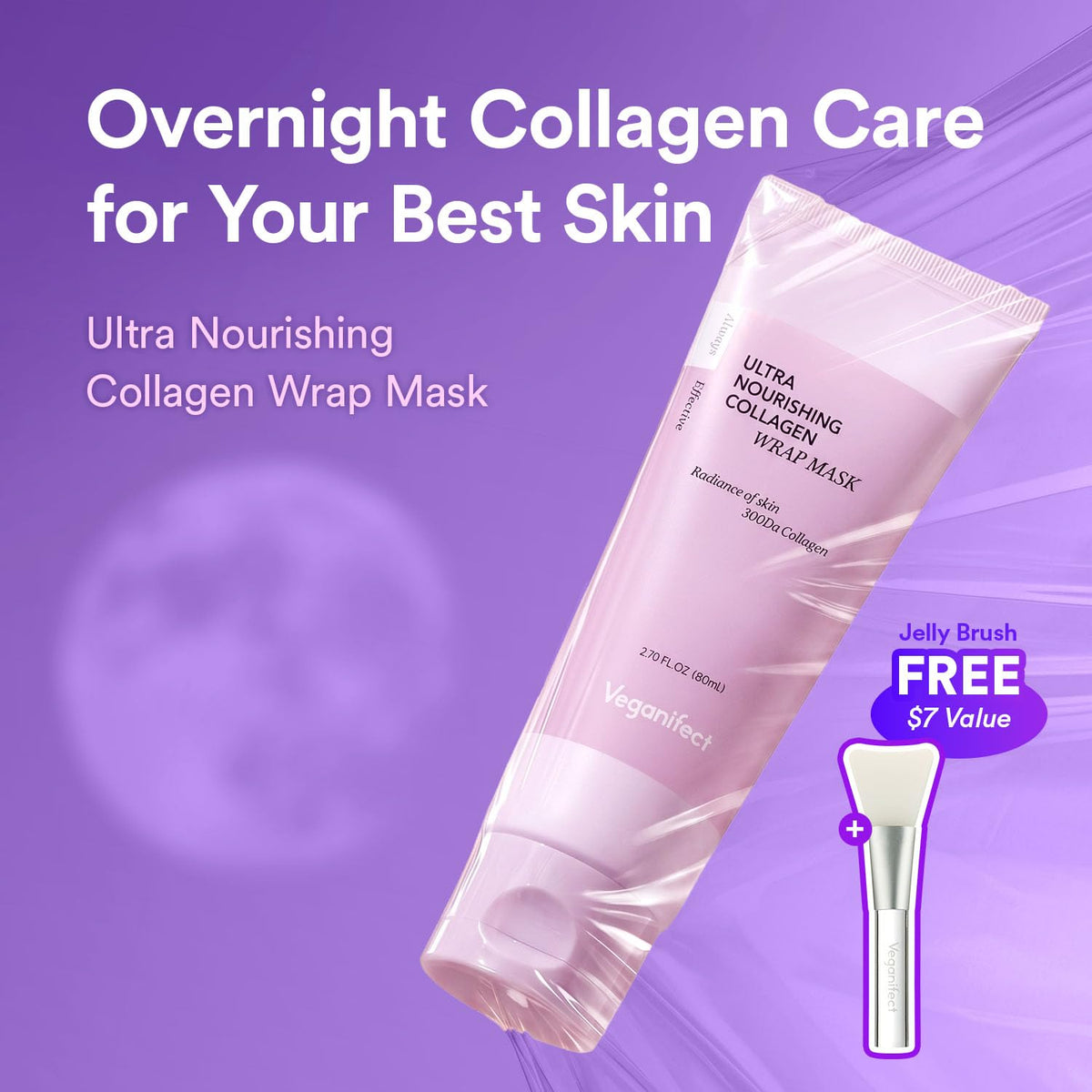 VEGANIFECT jelly brush beside jar for clean even application benefit