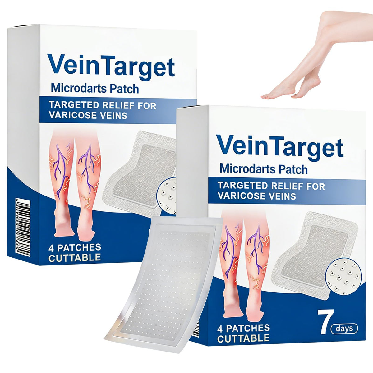 Vein Target front packaging showing two-patch set and branding for convenience