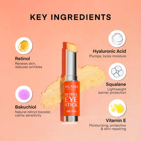 VELAMO ADVANCED texture close-up showing smooth balm glide for targeted under-eye hydration