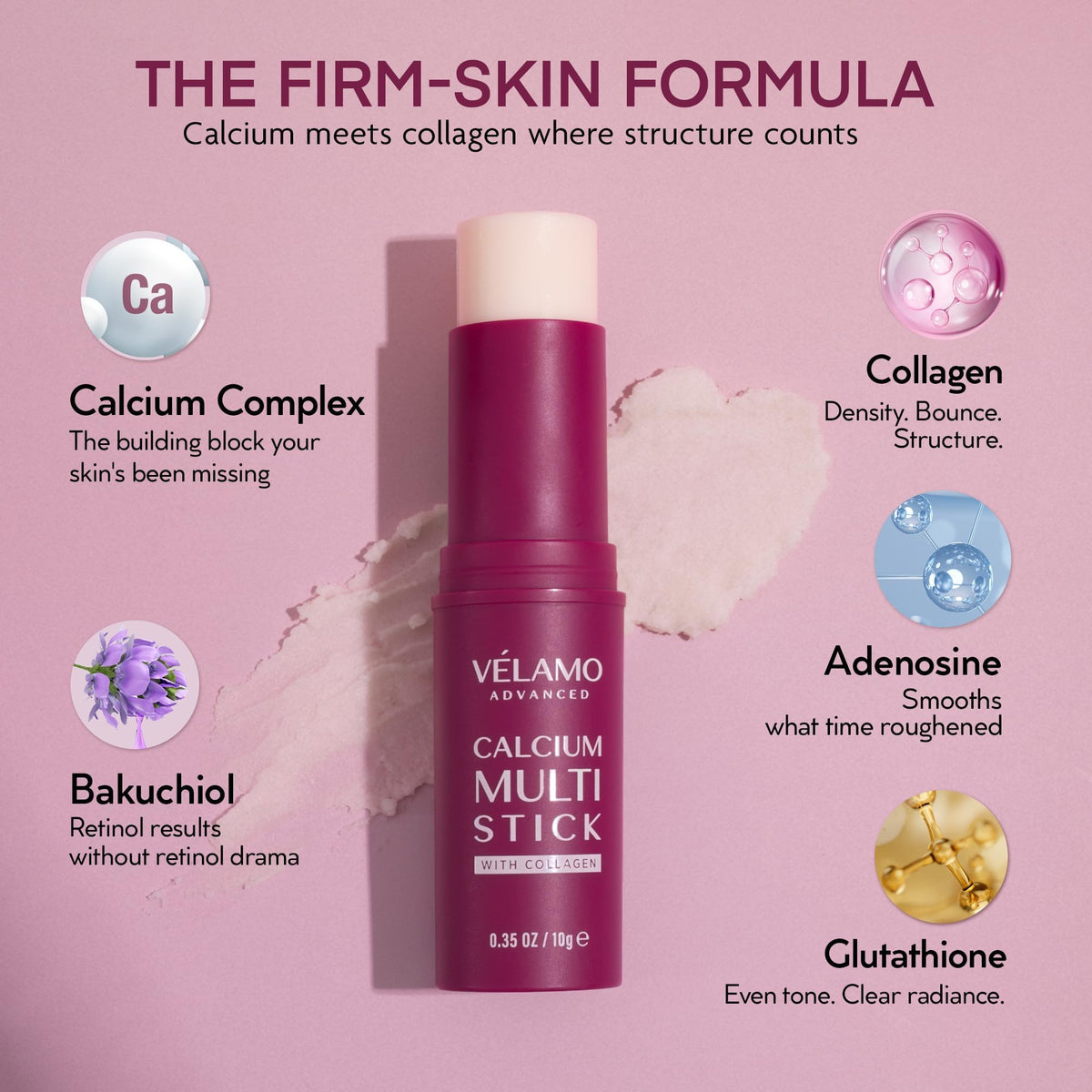 VELAMO ADVANCED using stick on face and neck for targeted firming and moisture