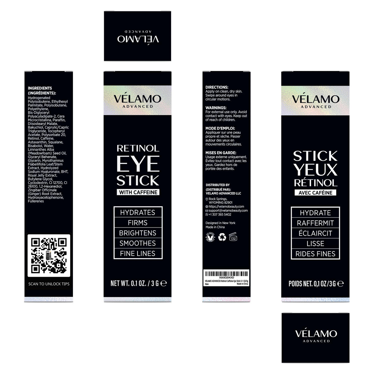 VELAMO ADVANCED lifestyle on bathroom counter illustrating nightly routine