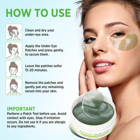 VELAMO ADVANCED patch placed under eye demonstrating calming effect