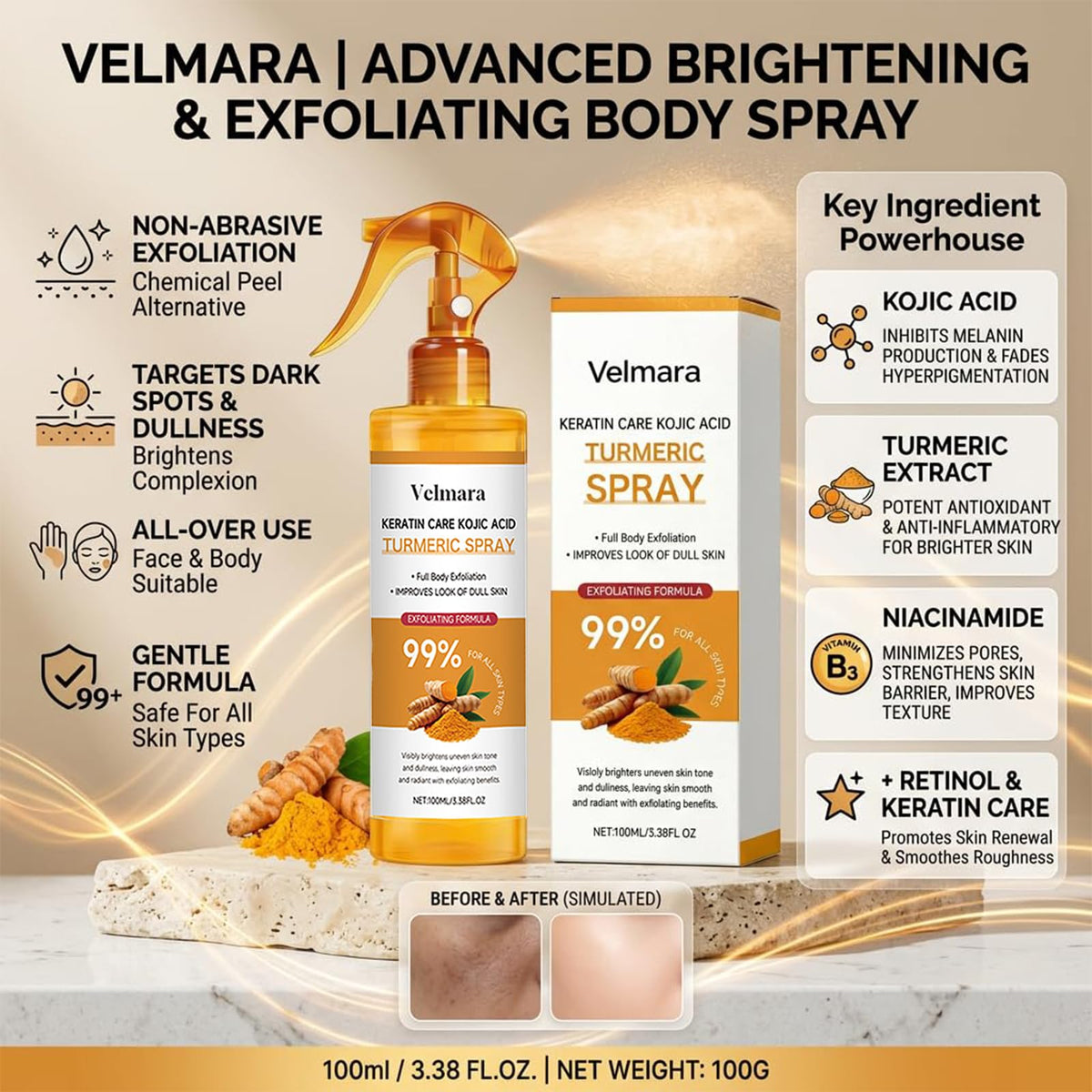 velmara before and after scale comparison illustrating smoother skin