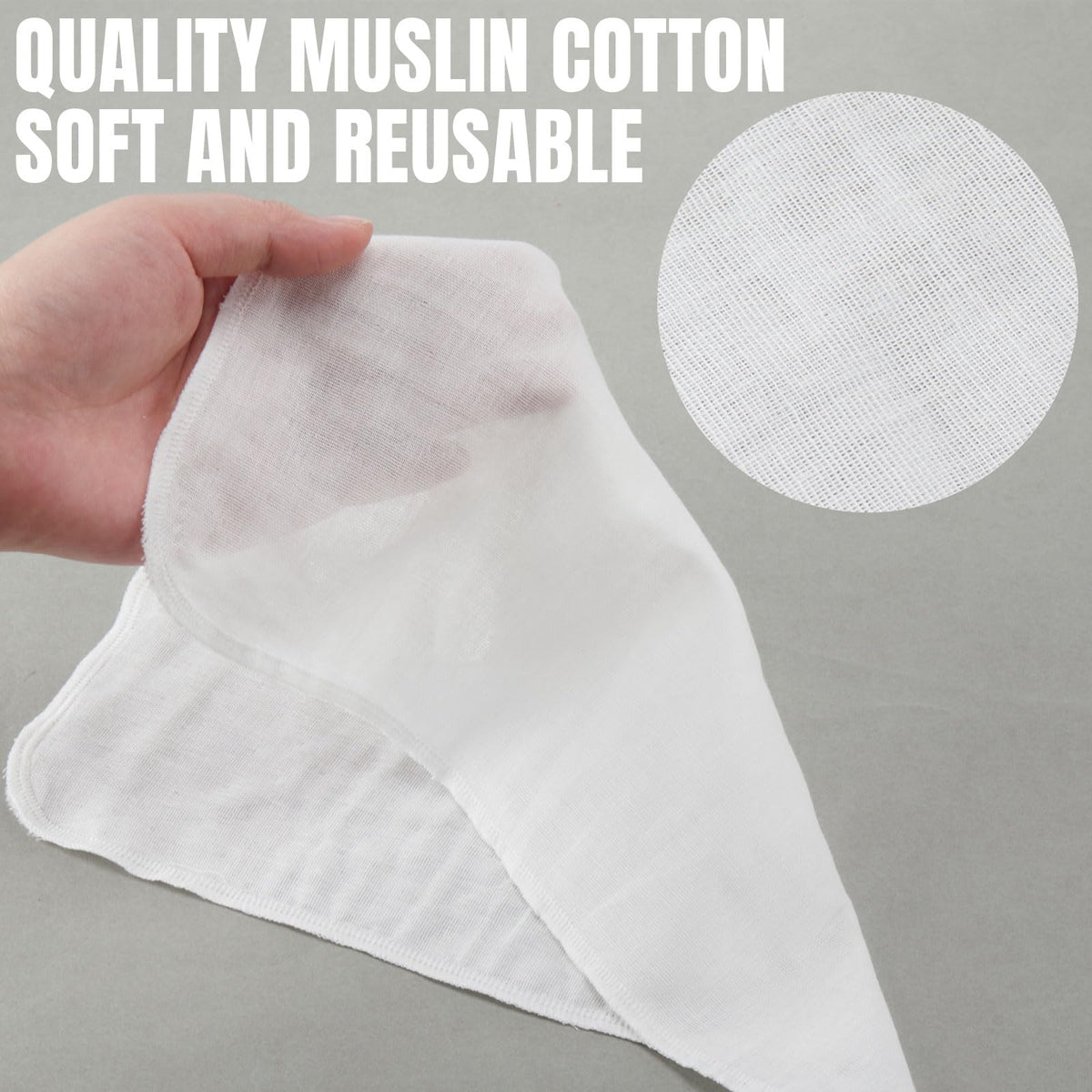 Velmitten cloth texture close-up highlighting soft muslin weave for gentle exfoliation