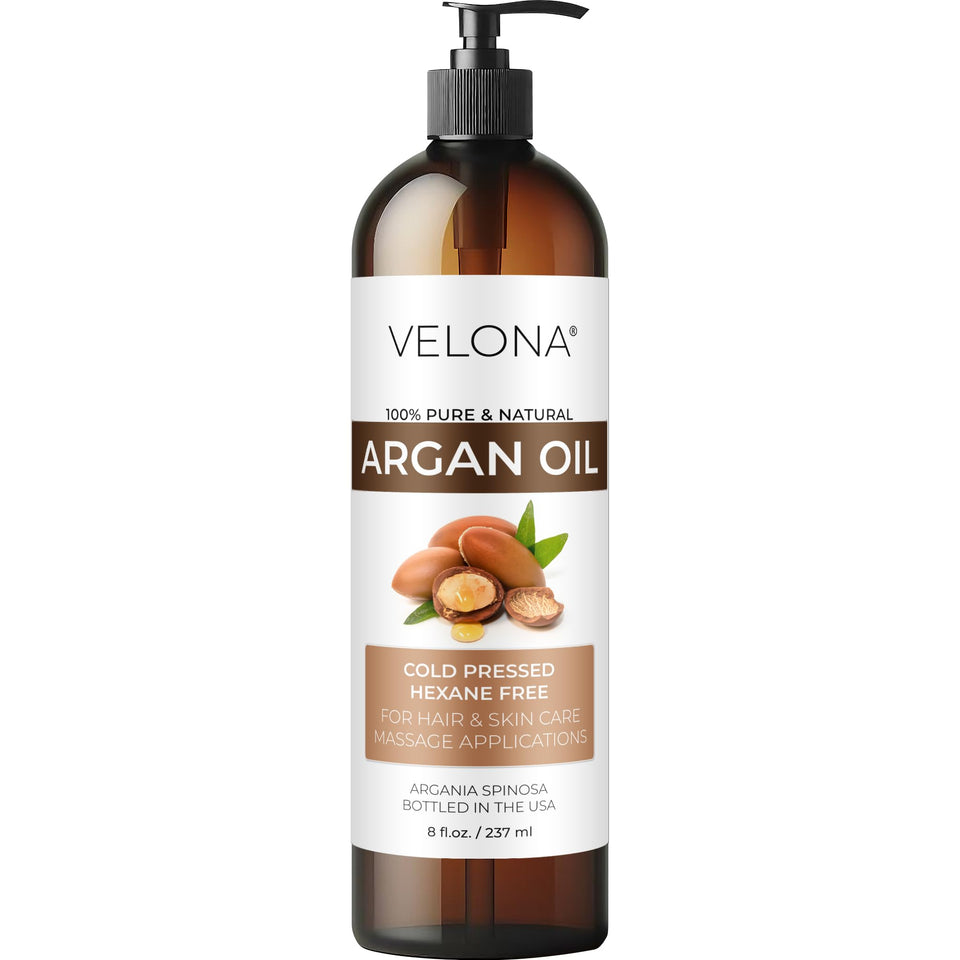 velona argan oil front bottle showing clean packaging and size benefit