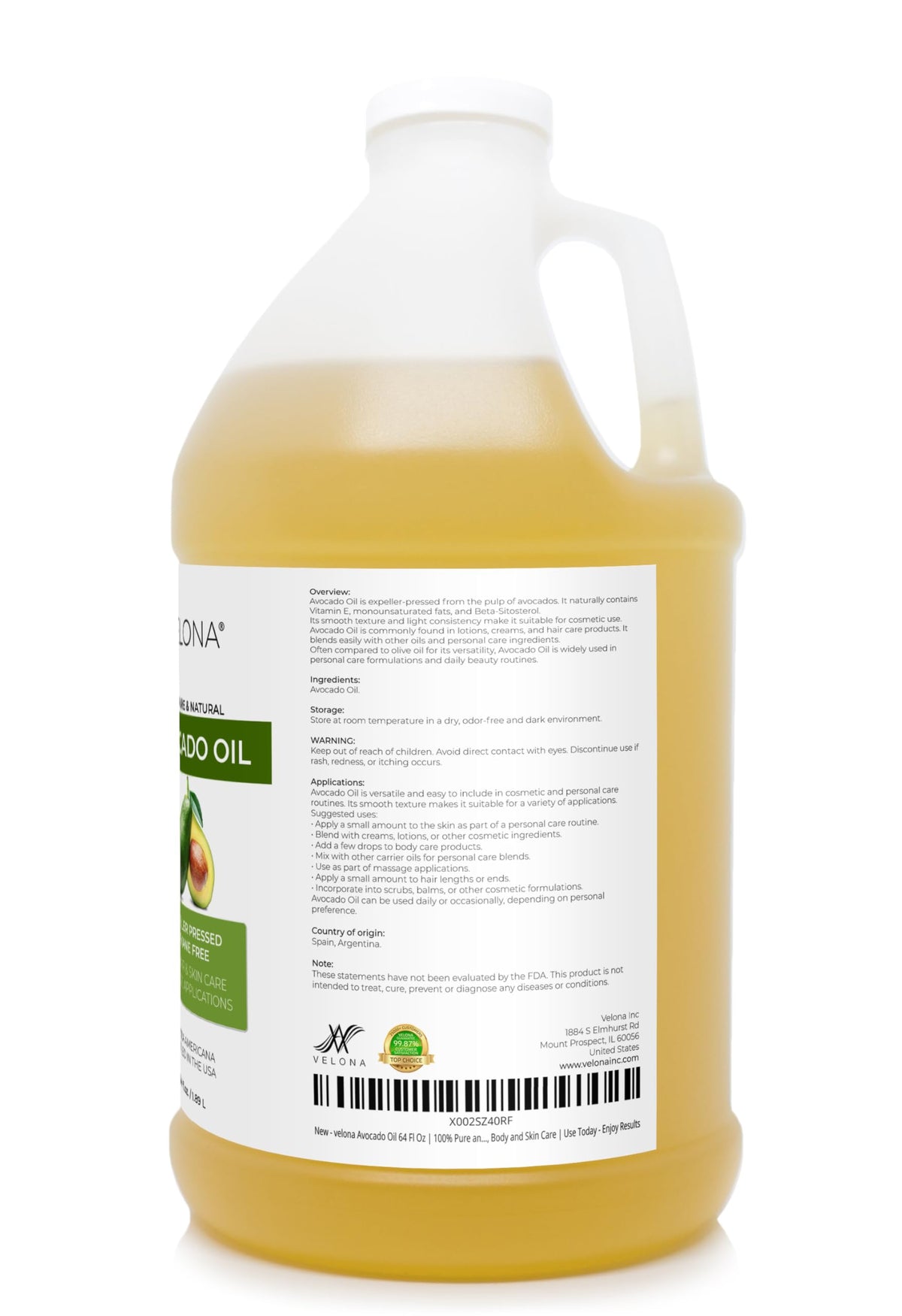 velona bottle label closeup showing product details and purity claims