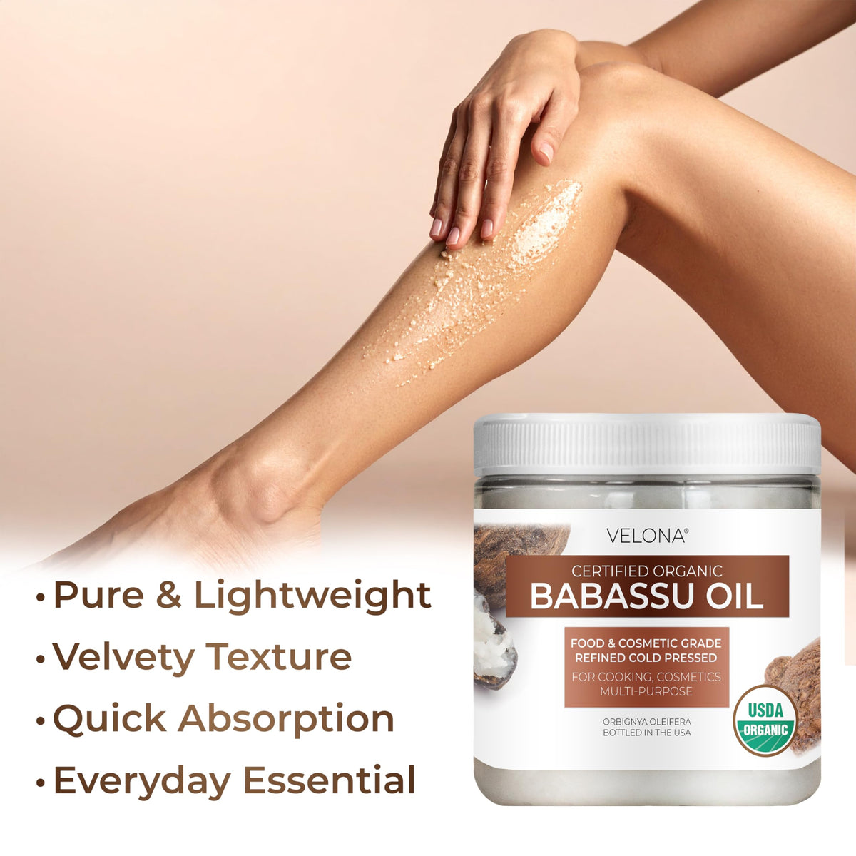 velona applied to forearm showing lightweight absorption and hydrated skin