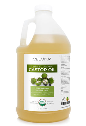 velona front bottle showing organic label and bulk size benefit