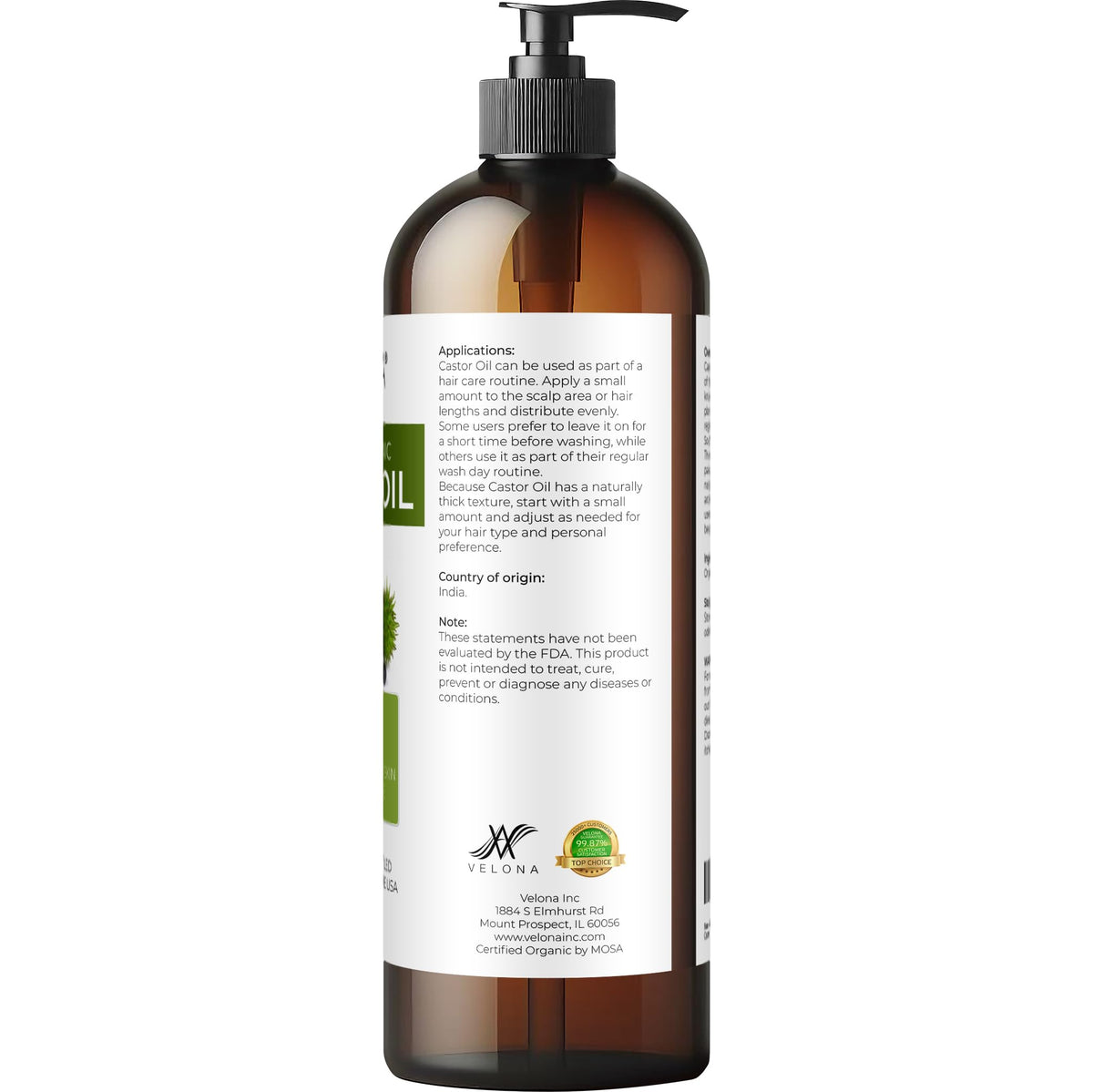 velona bottle held in hand to show 16 fl oz size and practicality
