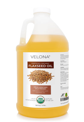 velona front label showing organic certification and gallon size benefits