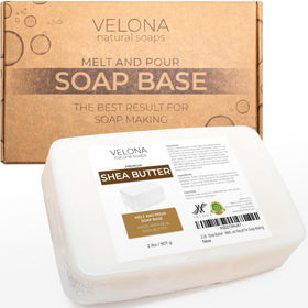 velona front packaging showing shea butter soap base and benefits