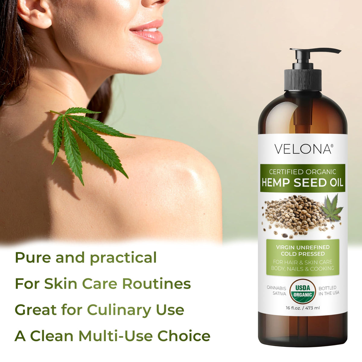 velona oil applied to hair ends showing shine and frizz control benefit