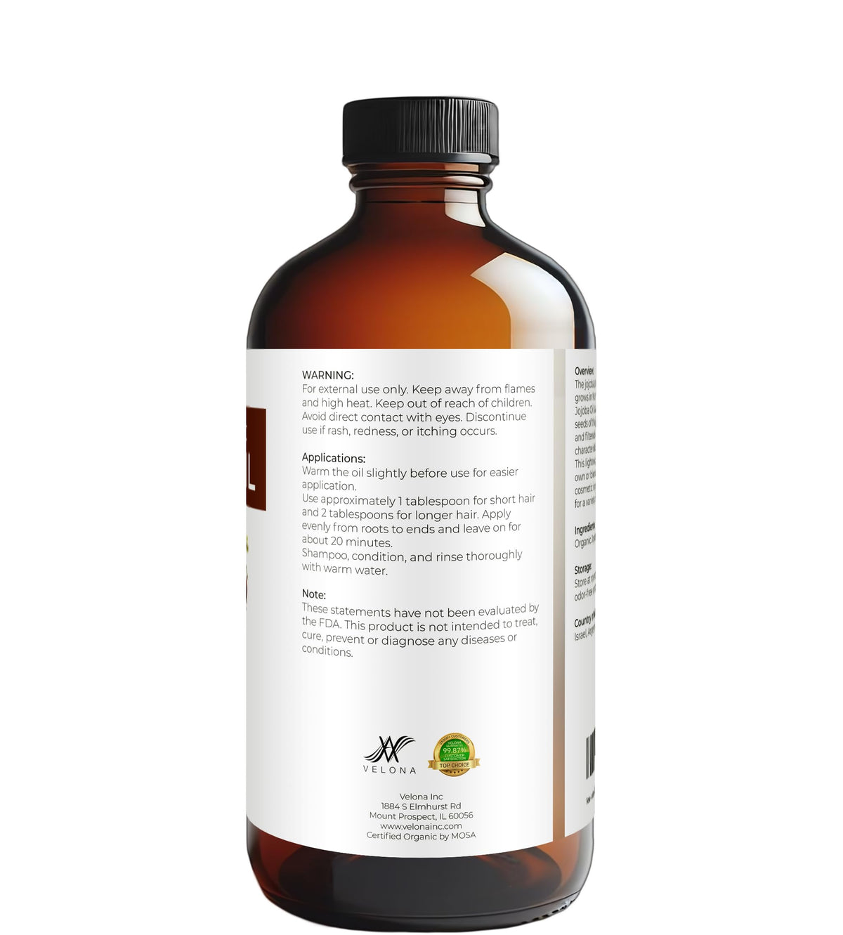 velona jojoba oil next to everyday items showing 16 fl oz scale benefit